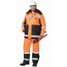 Костюм "МЕТЕОР" зимний: куртка дл., полукомбинезон оранжевый с чёрным и СОП